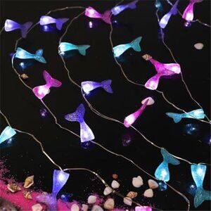 Mermaid Tail String Lights 30 LED 10ft USB Battery Remote Timer Decor